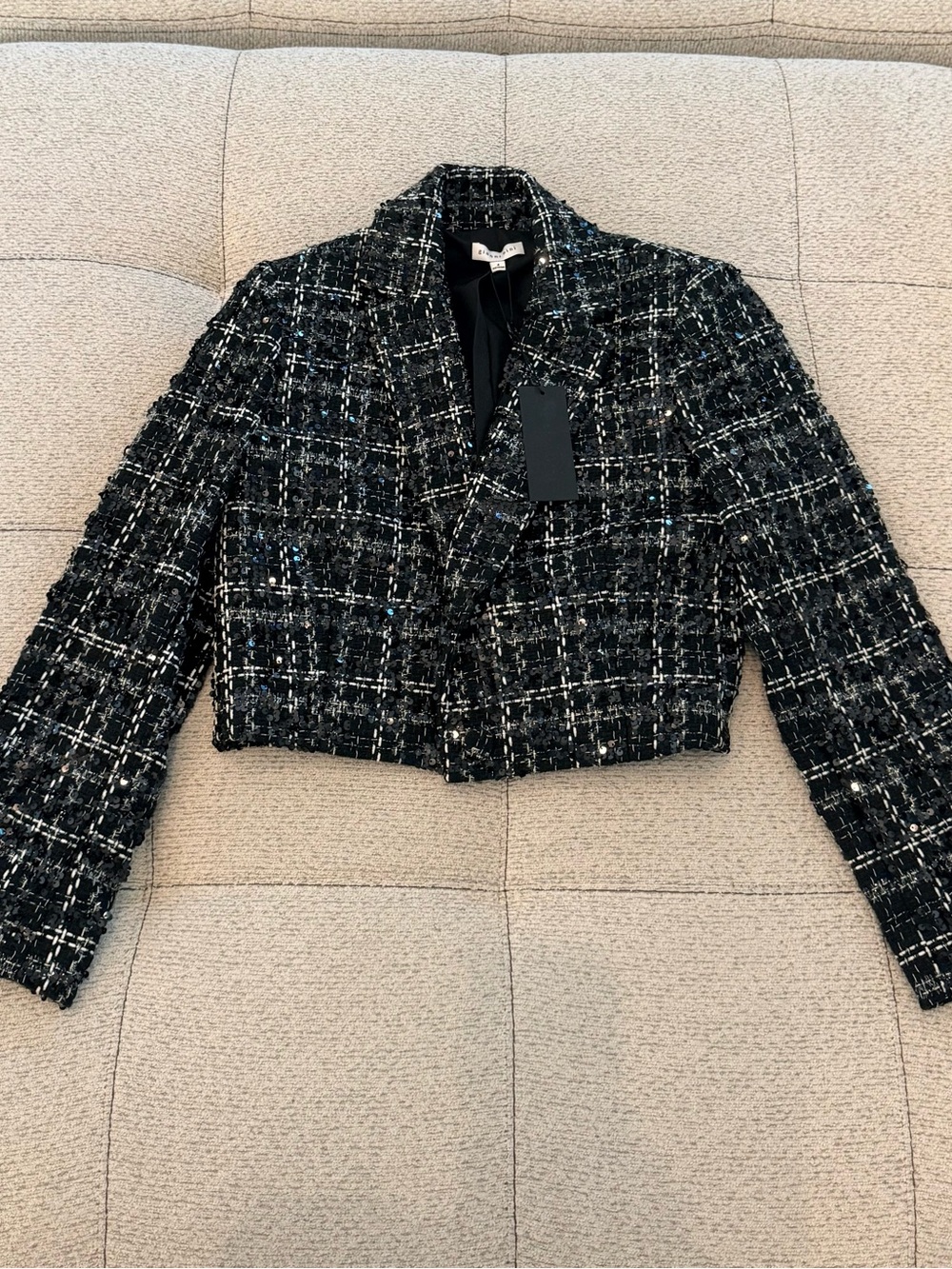 Cropped Black Tweed Jacket - Women Jackets & Coats
